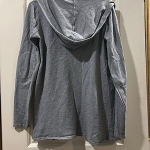 Sweet Romeo open cardigan sweater w/ hood/detail elbow patchwork Size M grey